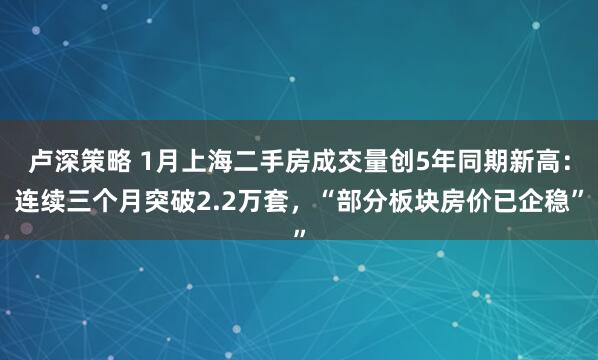 卢深策略 1月上海二手房成交量创5年同期新高：连续三个月突破2.2万套，“部分板块房价已企稳”
